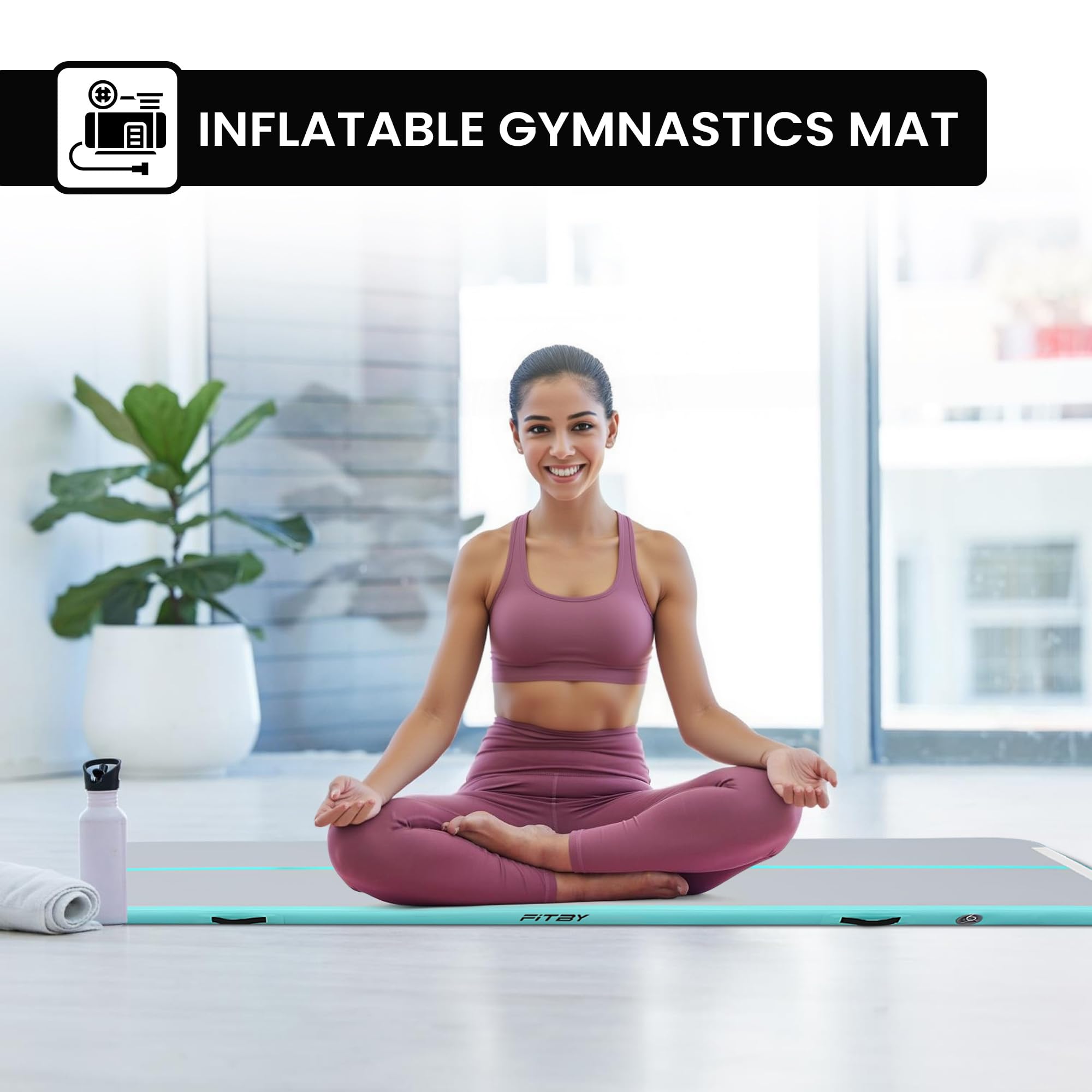 Colchoneta De Gimnasia Air Track De 3 M Con Bomba Eléctrica - Colchoneta Inflable Para Acrobacias De 10 Cm De Grosor | Airtrack Portátil Para Casa Y Gimnasio - Azul/Blanco