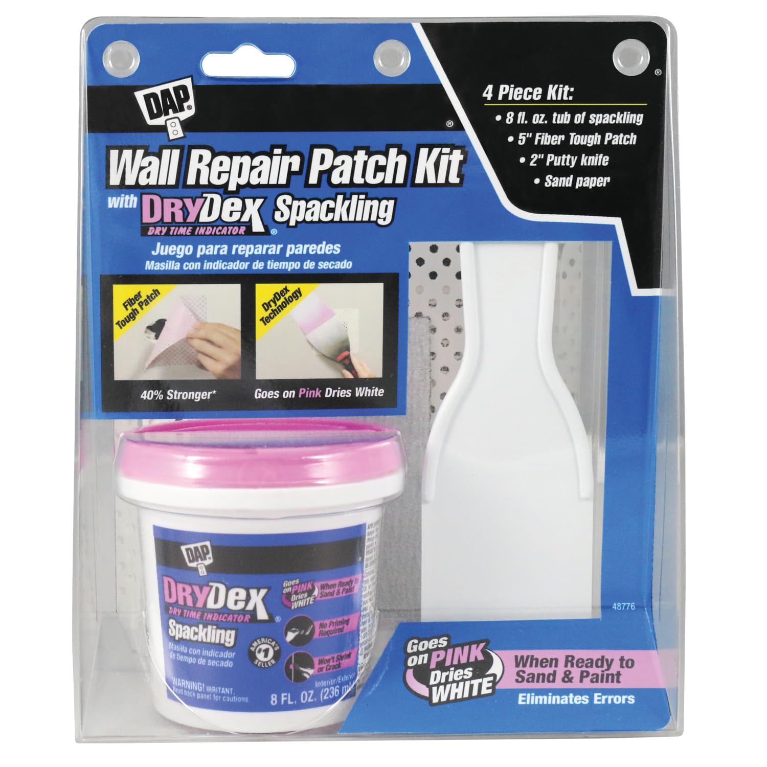 Photo 1 of *** NO BRUSH***DAP DryDex Spackling Wall Repair Patch Kit, with Pink/White Dry Time Indicator, 8 Oz (7079812345)