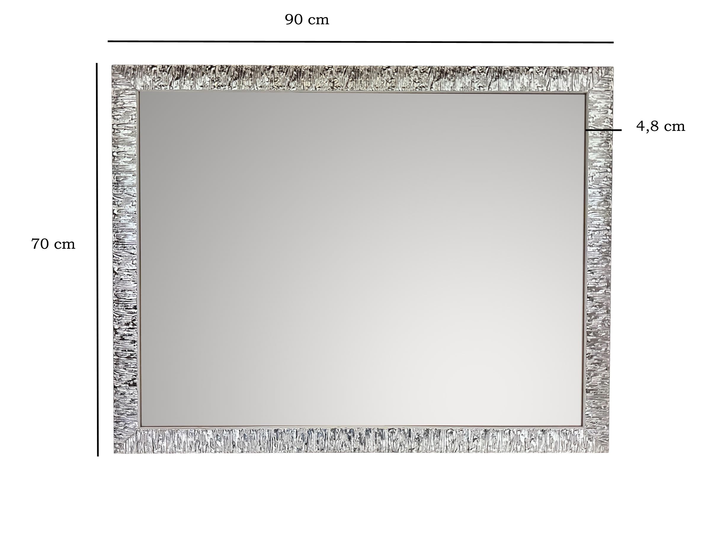 ITALIA CORNICI Maestri Artigiani - Specchiera da Parete Moderna Bianco Argento Rettangolare 90x70 cm