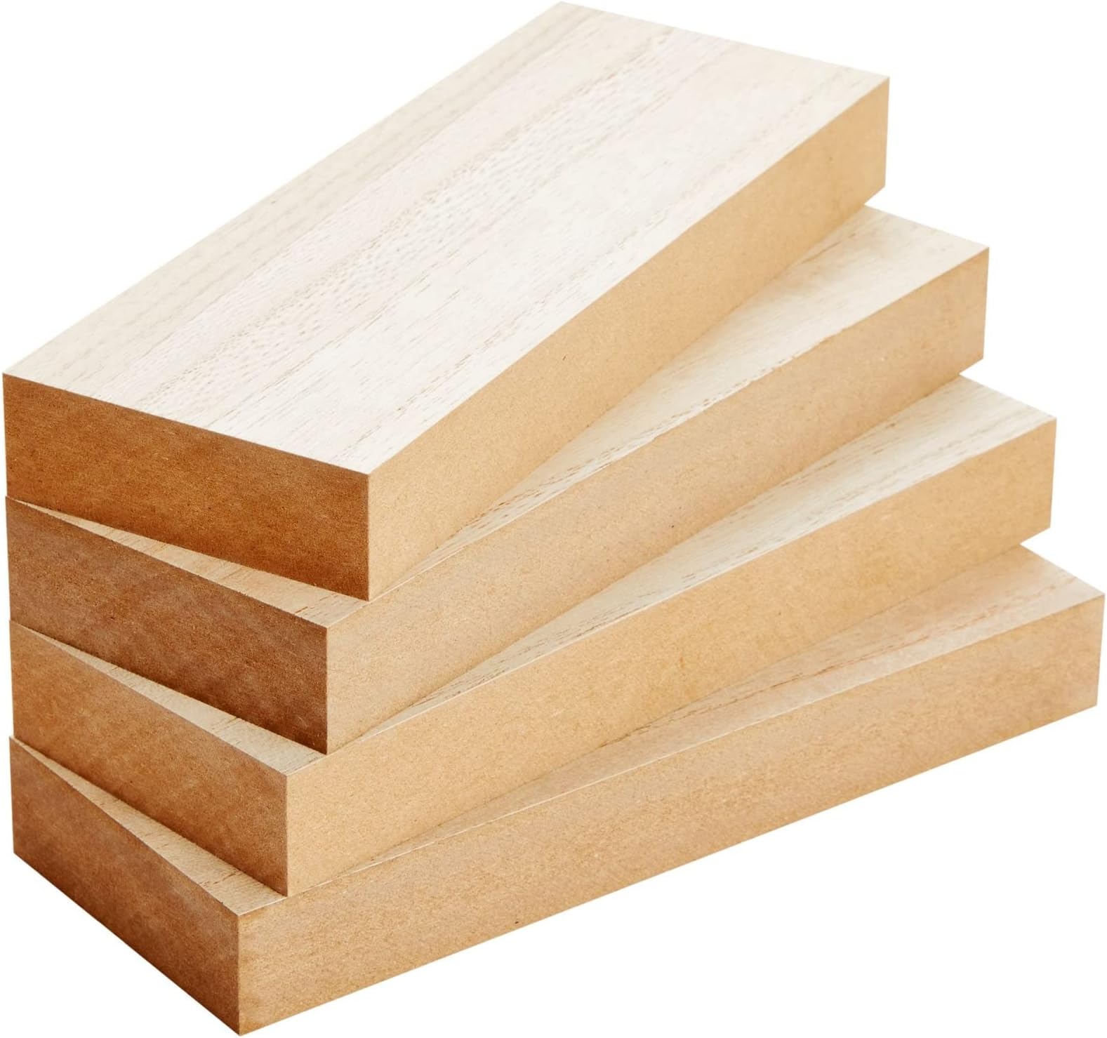 Unfinished MDF Blocks - Wood Pieces for Crafts, Smooth Surface for Painting & Staining - Wooden Blocks for Crafts & Wood Plaques - Pack of 4, 3 x 8 x 1 in