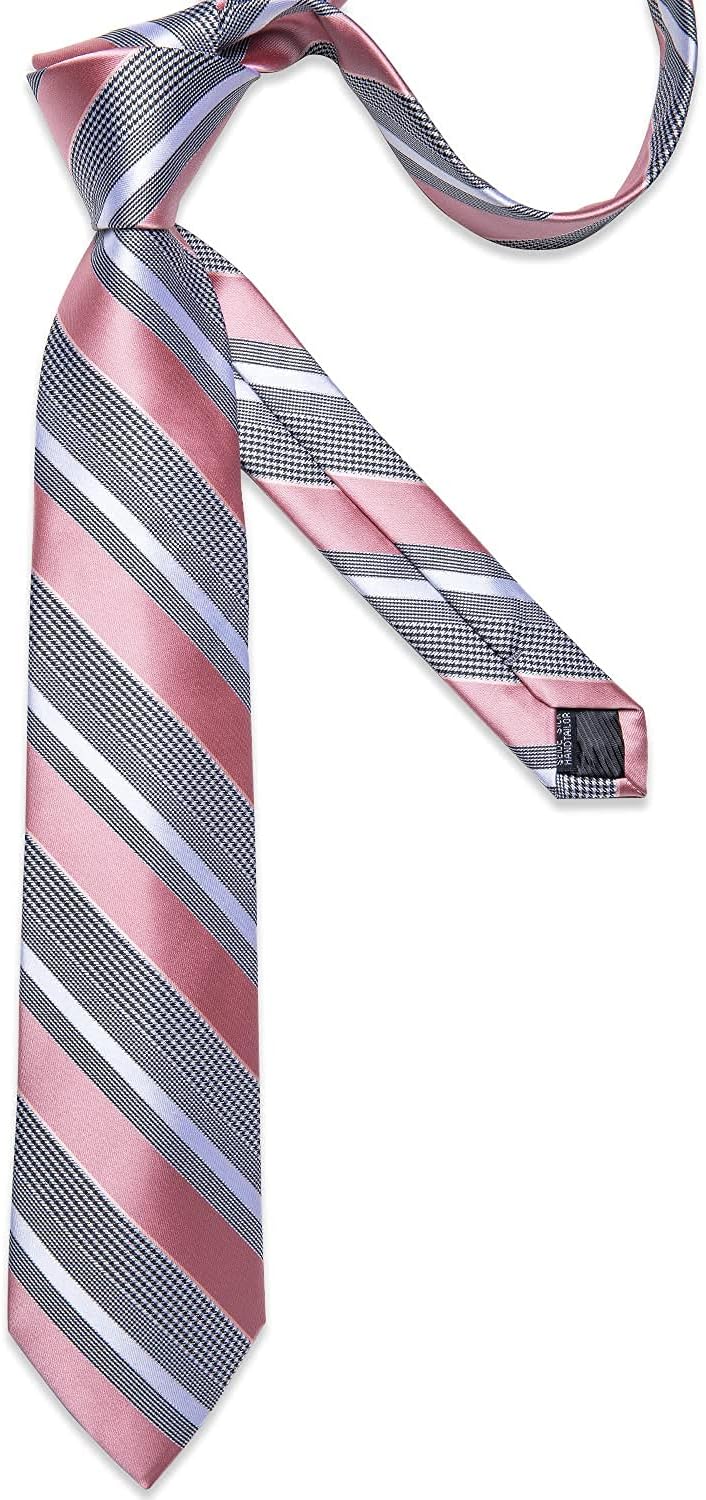 DiBanGu Mens Striped Tie Silk Woven Necktie and Pocket Square Cufflinks Tie Clip Set Wedding Business Formal Gift Tie for Men - Image 4