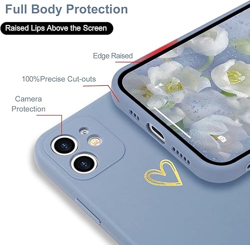 Miniatura 3 de Funda para iPhone 11, bonita funda delgada a prueba de golpes con soporte de carga inalámbrica y protección, azul y gris