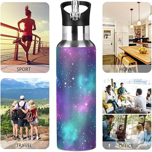 Miniatura 5 de Galaxy Colorful Stainless Steel Water Bottle 20 Oz Leakproof Water Bottles, BPA-Free Sports Water Bottle with Straw
