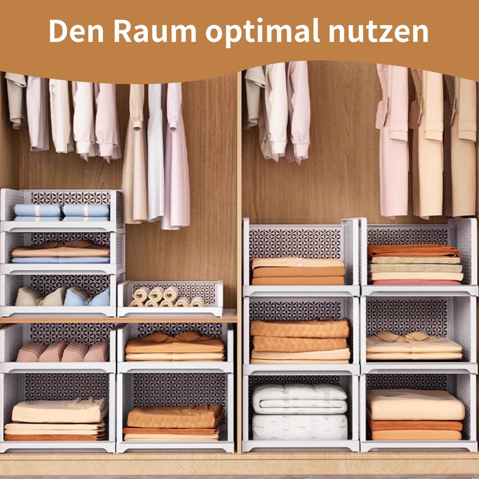 Uncle Yang PP-Material Kleiderschrank Organizer Aufbewahrungsbox – Faltbare Schrank Ordnungssysteme für Schlafzimmer Bad Küche Büro