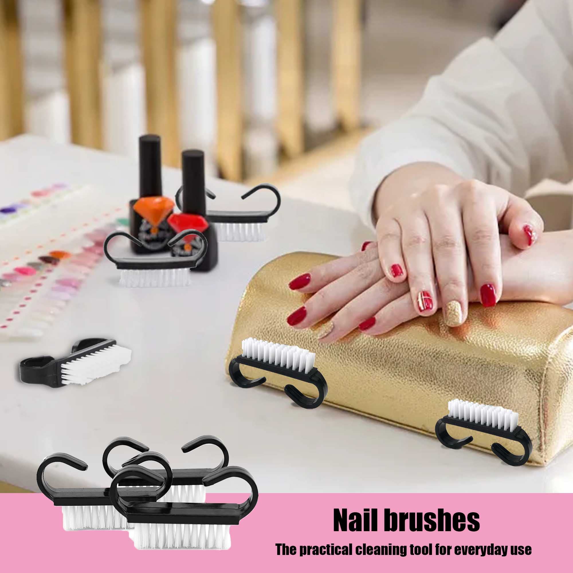 10 Piezas Cepillos de Uñas de Plástico Nail Art Dust Removedor Nail Brush Cepillo de Plástico con Mango Herramientas de Manicura Cepillo de Limpieza para Uñas Manos Pies Manualidades y Grietas