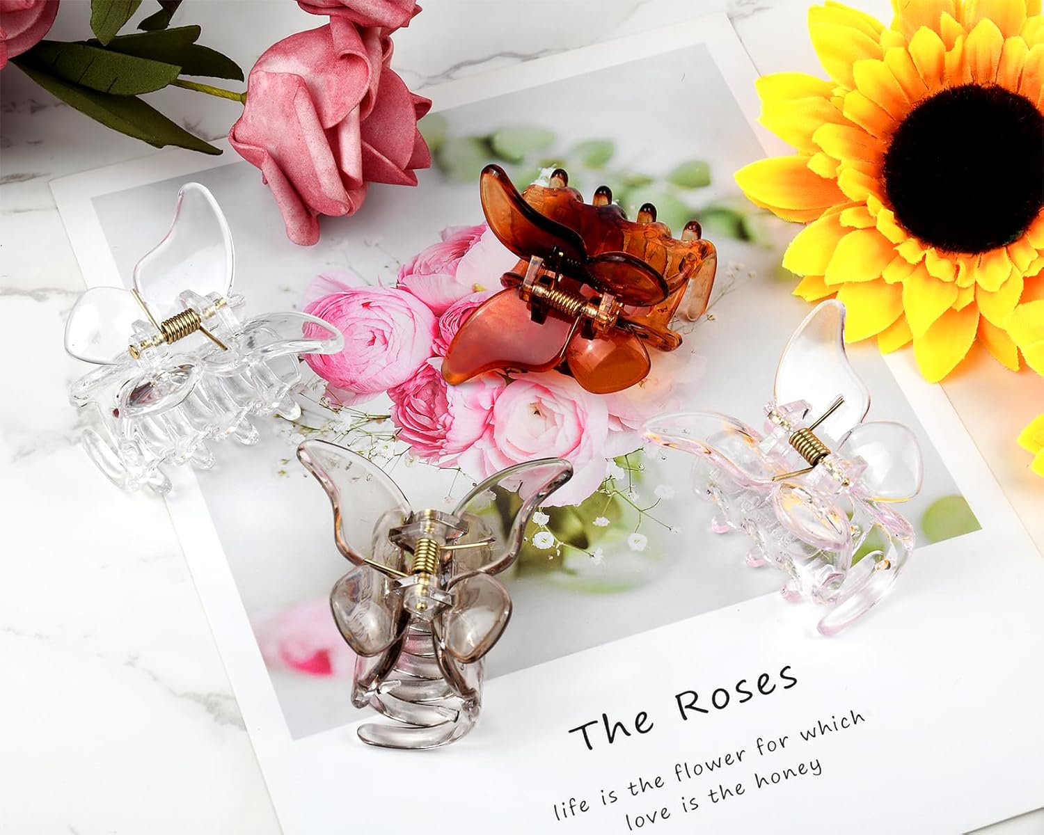 Butterfly Hair Clips for Women 1.8 Inch Nonslip Clear Acrylic Hair Claws for Thin Hair, 4 Pieces - Image 4