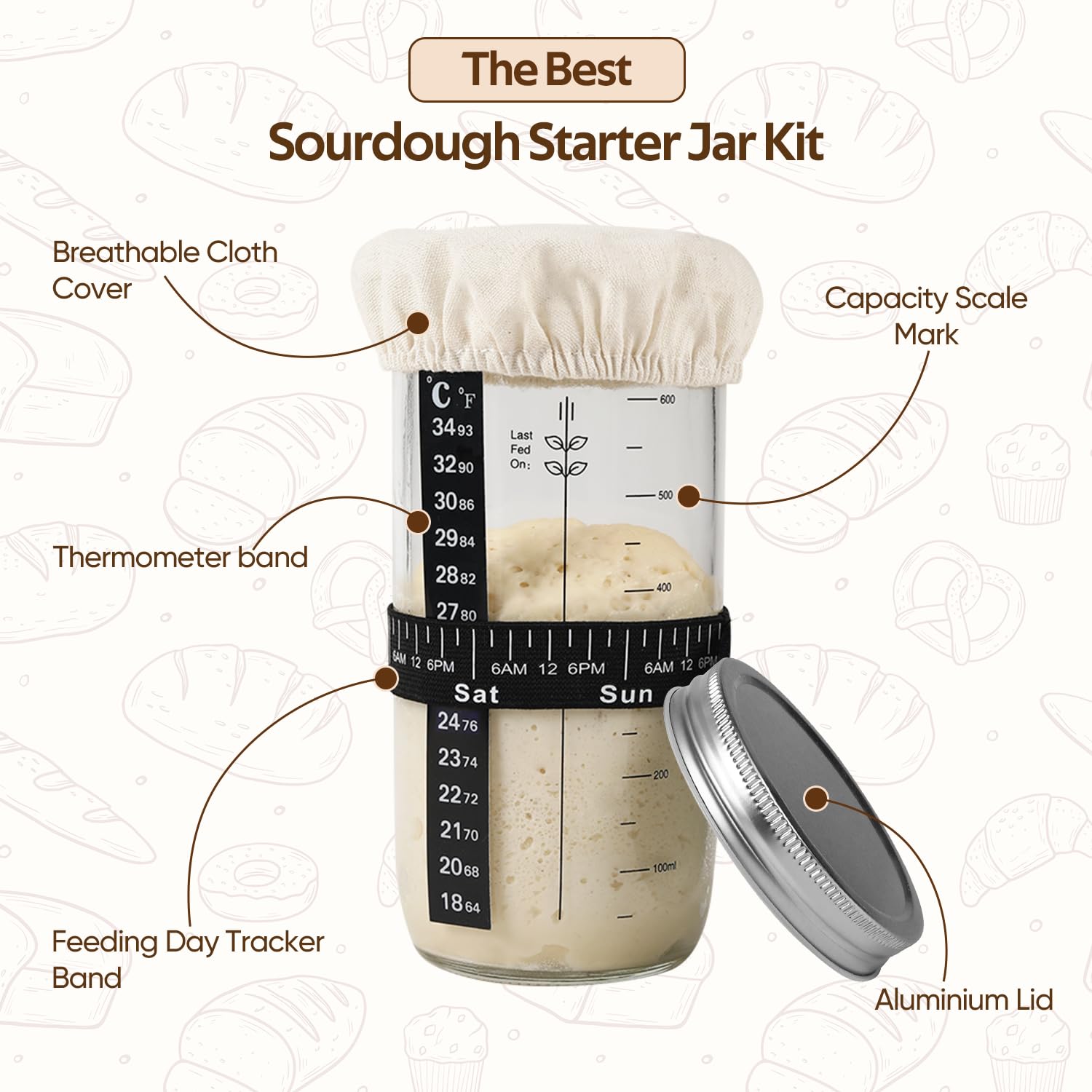 Kit Pain Maison - 2 Bannetons Rotin 23cm + Lame + Grattoirs - Pour Levain Et Levure