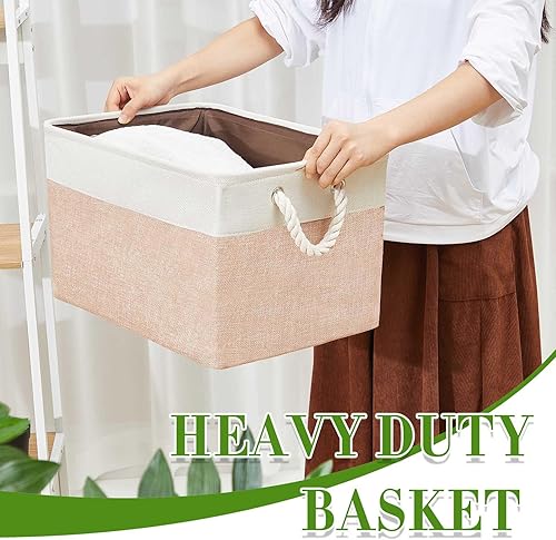 Miniatura 4 de 6 cubos de almacenamiento pequeños plegables con asas de transporte resistentes, multiusos, organizador para el hogar, oficina, guardería (blanco,