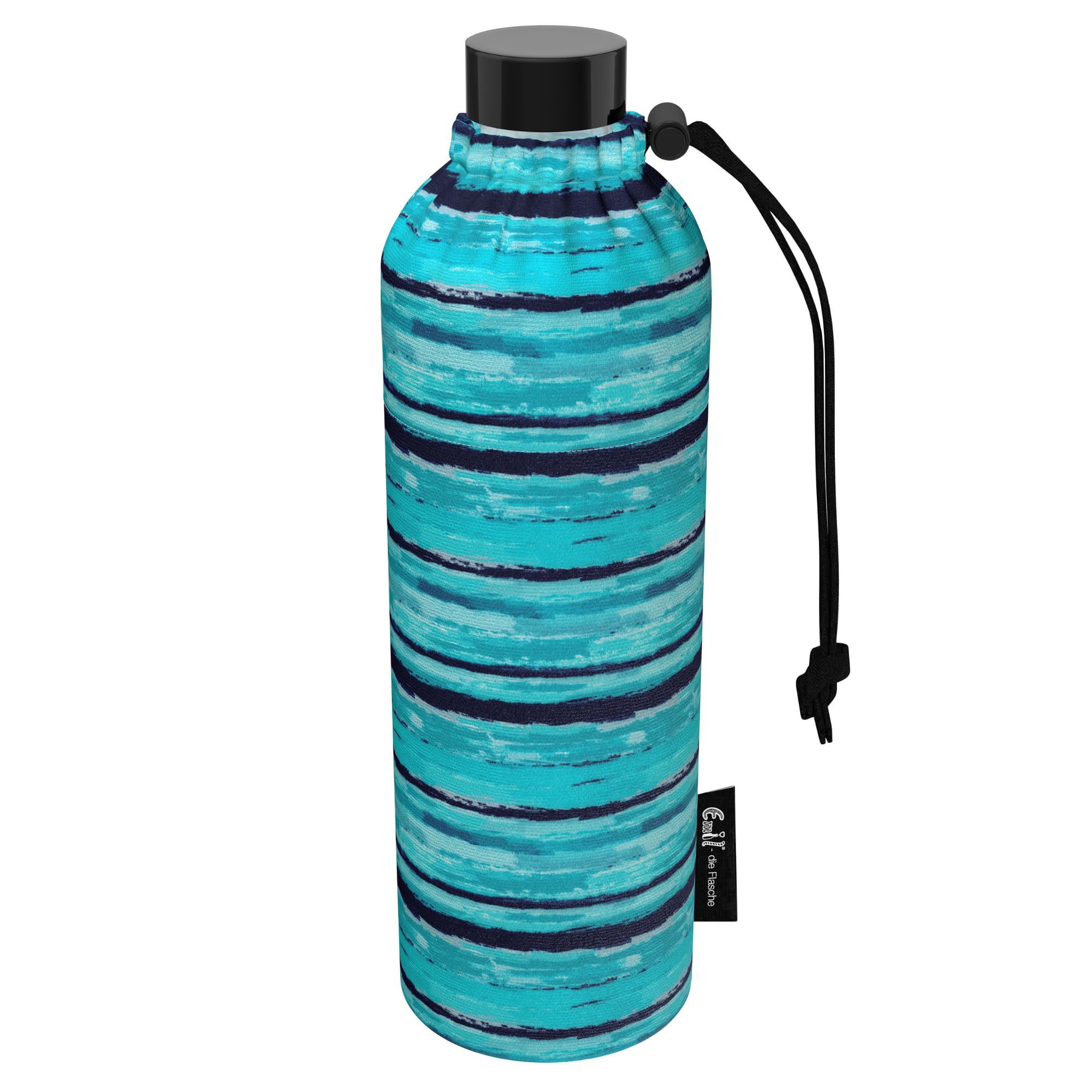 Emil Trinkflasche aus Glas für Mädchen & Jungen isolierte Glasflasche für Schule, Freizeit, Sport: Kinder & Eltern Aquamarin BIO (0,75l)