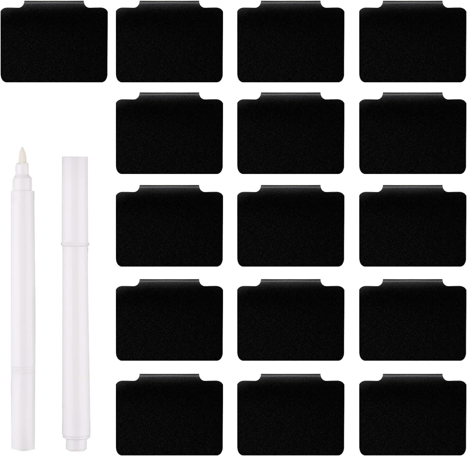 KINBOM 16pcs Labels for Storage Bins, Basket Labels Clip on for Storage Bins Chalkboard Label Holders with 2pcs Markers for Basket Pantry Organization Box