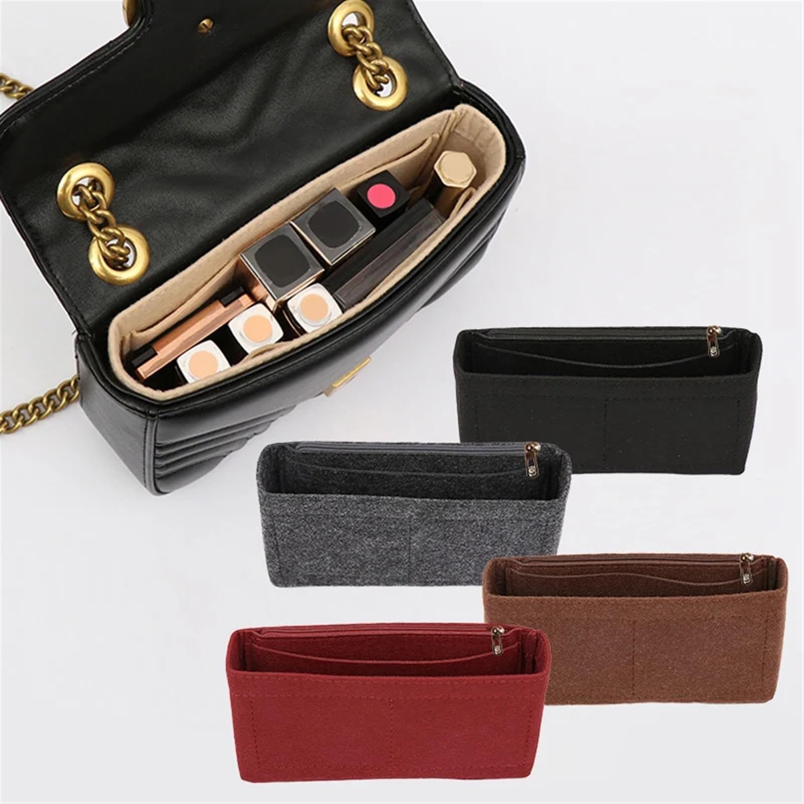 Vilt insert tas make-up organizer vilt insert tas vrouwen reizen Vilt insert tas make-up organizer vilt insert tas vrouwen reizen