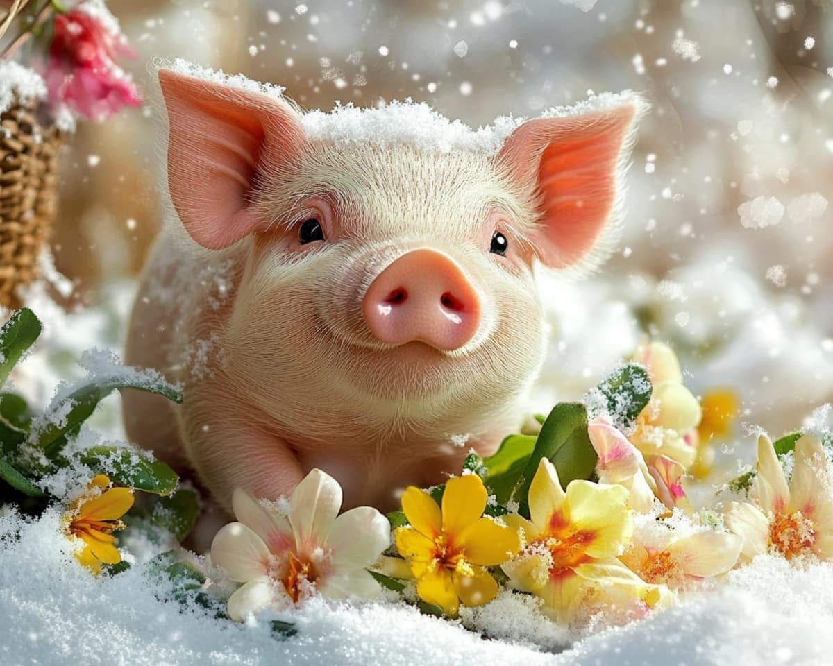 AxiangziK 11CT Printed Cross Stitch Kits,Pigs in the Snow Stamped Embroidery Kits with Instruction Wall Hanging for Needlepoint Adults Wall Art Decoration 16x20in