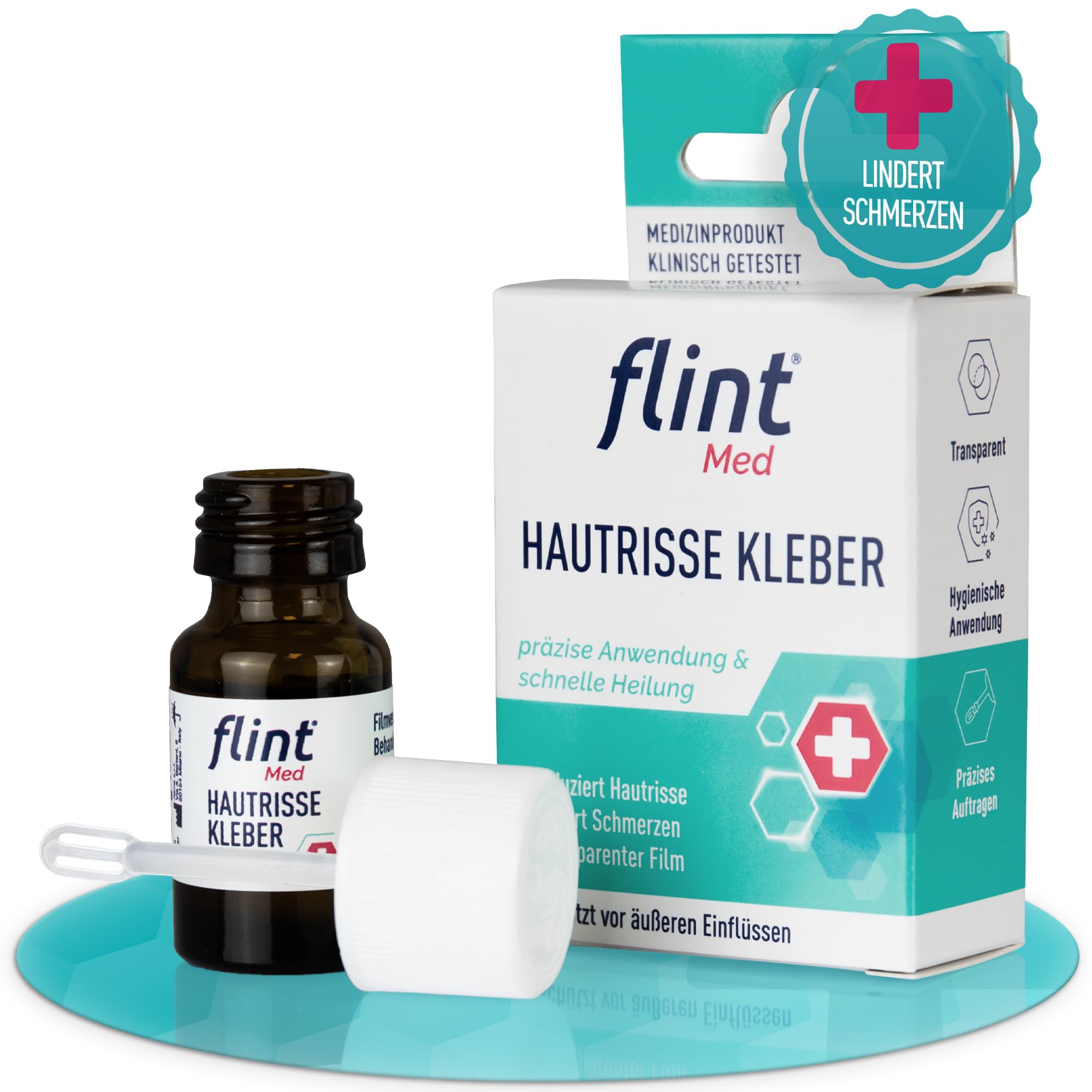 flint Med Klej do pęknięć skóry, 7 ml – redukuje pęknięcia skóry i łagodzi ból, tworzy ochronną przezroczystą warstwę na skórze, szybkie gojenie, testowany klinicznie