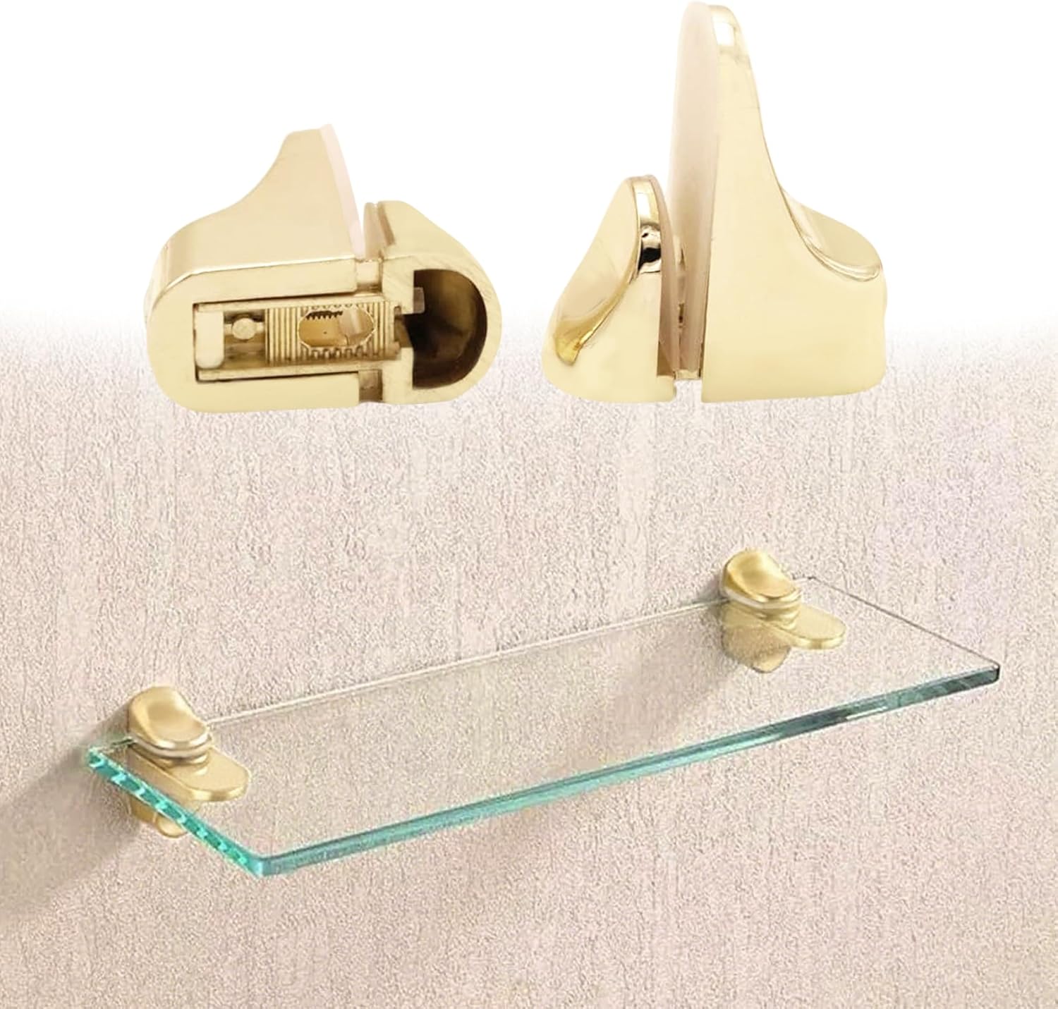 2-pack glass clamp, cucumis adjustable bright zinc alloy glass clip clamp for shower, bathroom, kitchen & staircase handrail (gold)