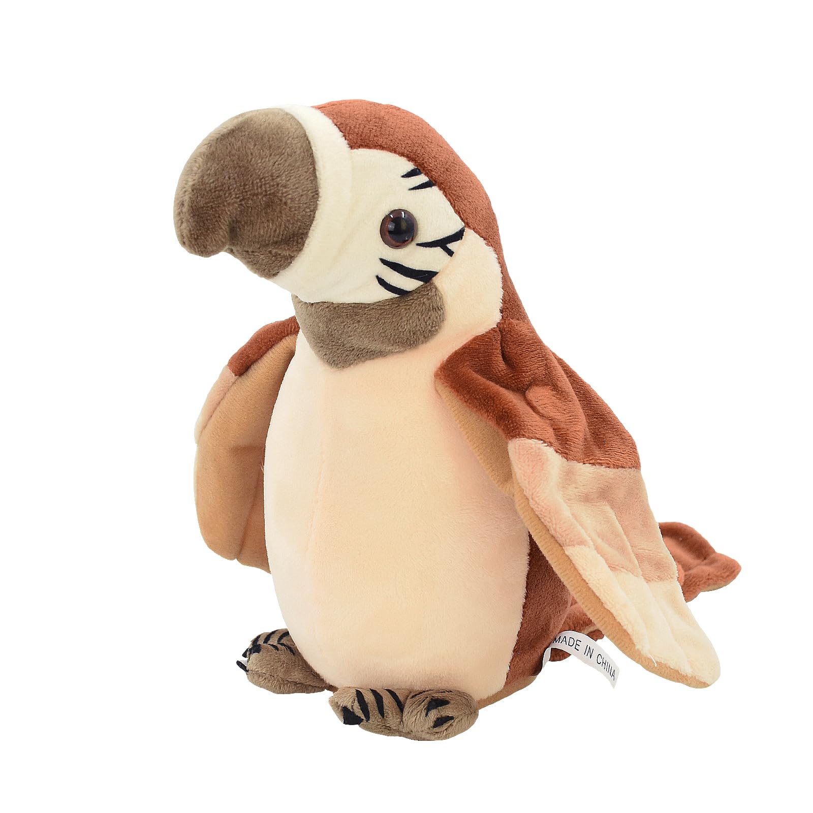 Surplex Sound Repeating Parrot Plush Plush Interactive Toy, Waving Wings Electronic Record Bird Toy Stuffed Animal Sensory Educational Toy (BROWM)