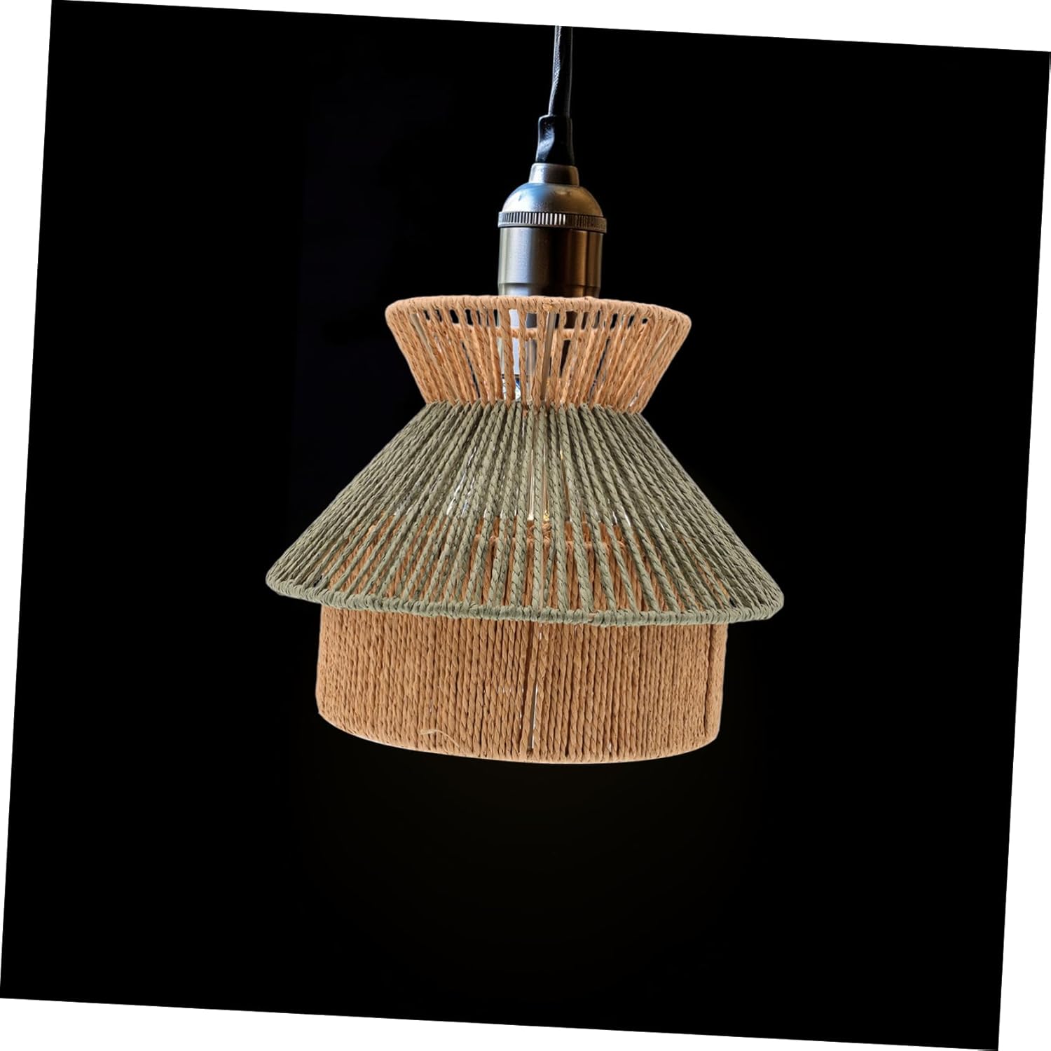 VOSAREA Handwoven Imitation Rattan Lampshade for Ceiling Lights Soft Illumination Pendant Light Cover Safe and Construction for Dining Room Decor
