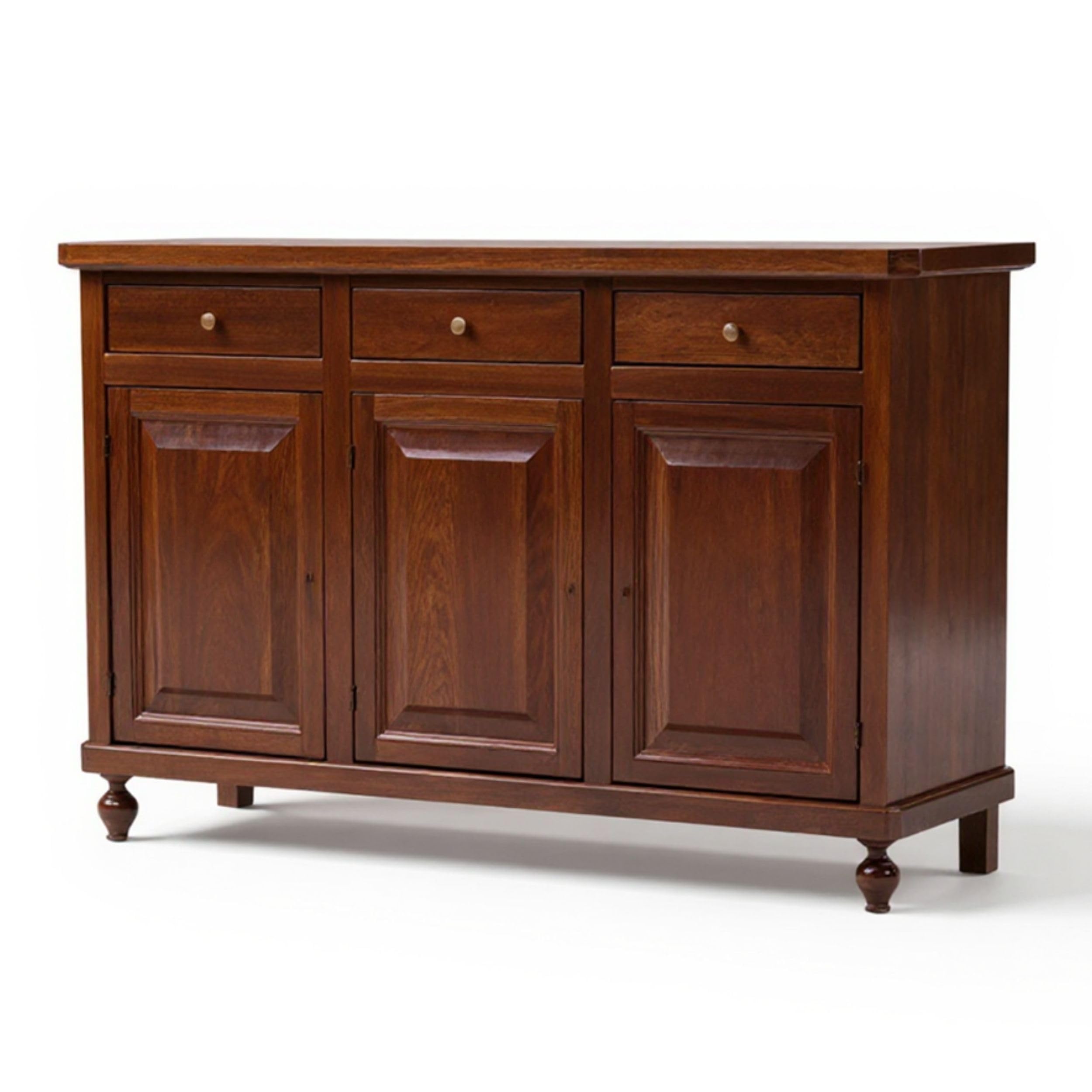 Mar.c.a. Design - Credenza Arte Povera con 3 Ante e 3 Cassetti - Madia Legno 150x43x98 cm con Piedini Made in Italy