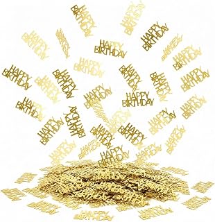 100pcs Gold Happy Birthday Confetti, Double-Sided Glitter Table Scatter Birthday Party Decorations, Shiny Paper “Happy Birthday” Cutouts for Celebration Décor and DIY Crafts (Birthday)