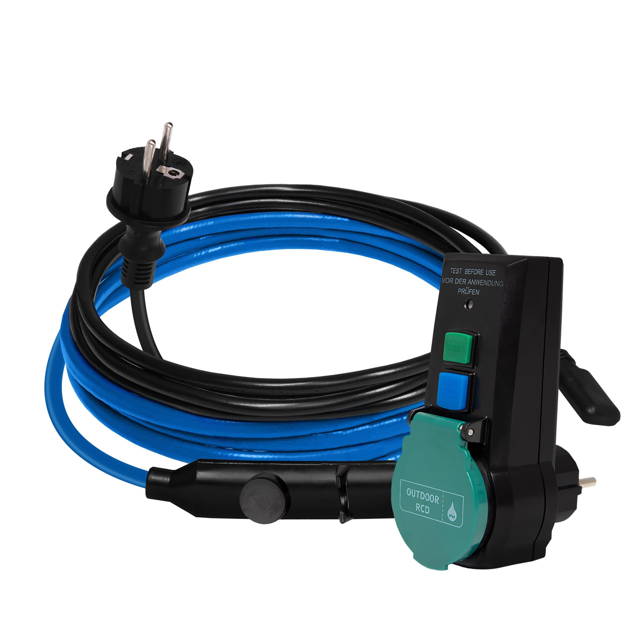 Câble antigel électrique 15 W/m – Chauffage d'accompagnement Chauffage de dégivrage, Chauffage de tuyau, Chauffage des plantes, Bande chauffante – 12 m avec disjoncteur différentiel