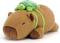 SQEQE Weighted Capybara Plush with Turtle Backpack - 9.8" Soft Stuffed Animal Toy, 0.8lb Cozy Hug Pillow for Kids Adults, Ideal Birthday Gift