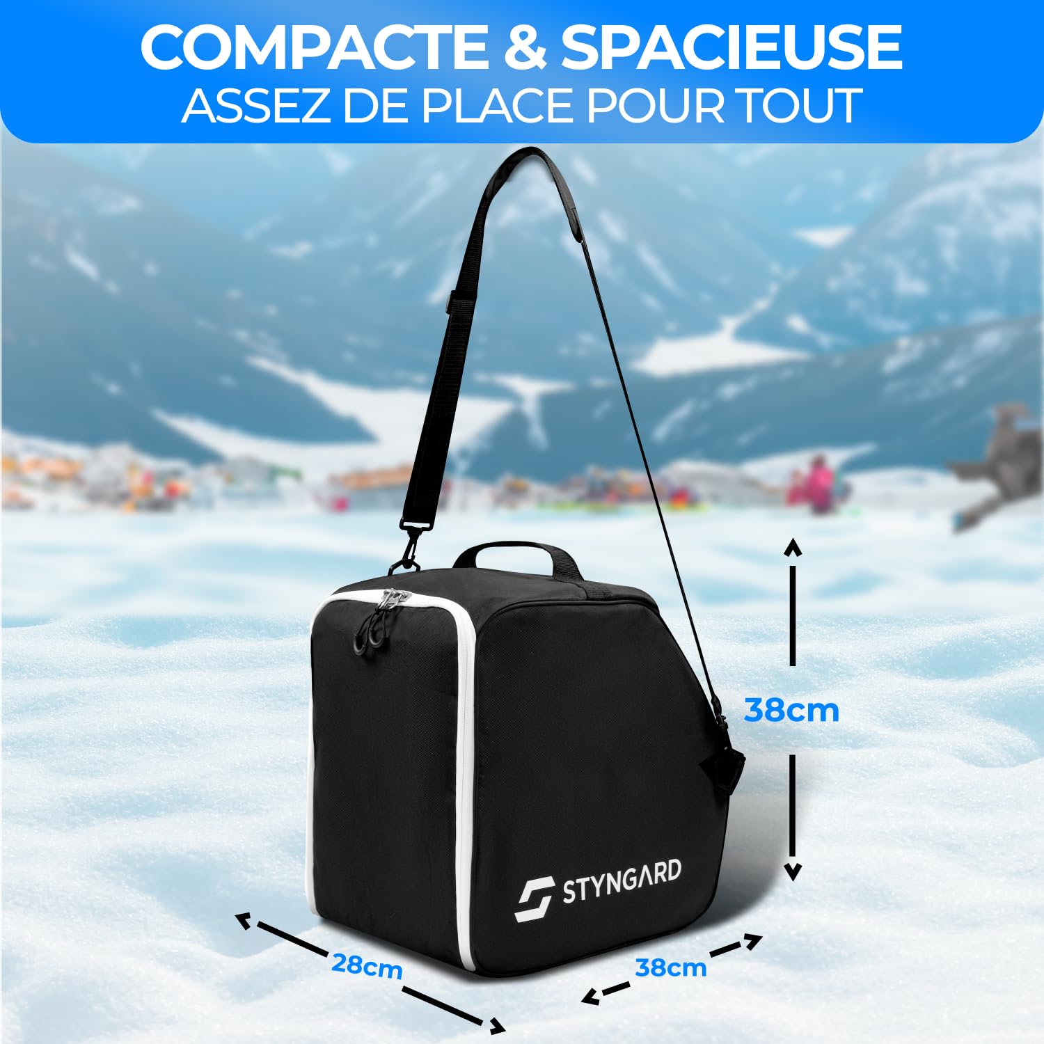 STYNGARD Sac à Chaussures de Ski avec Compartiment pour Casque et Bottes 40 L – Modèle Zermatt