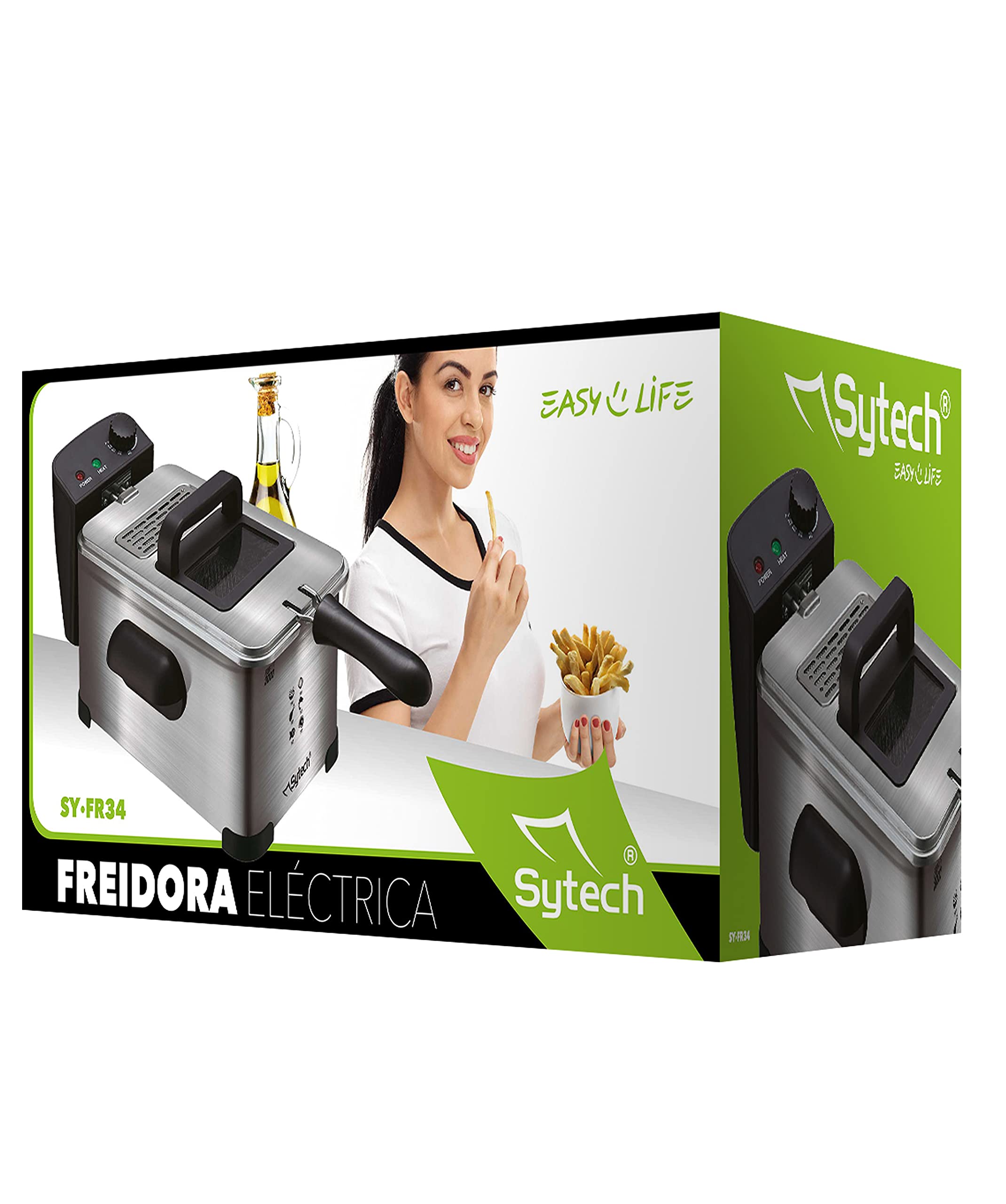 Sytech freidora electrica, 3l., Acero INOX, 2000w