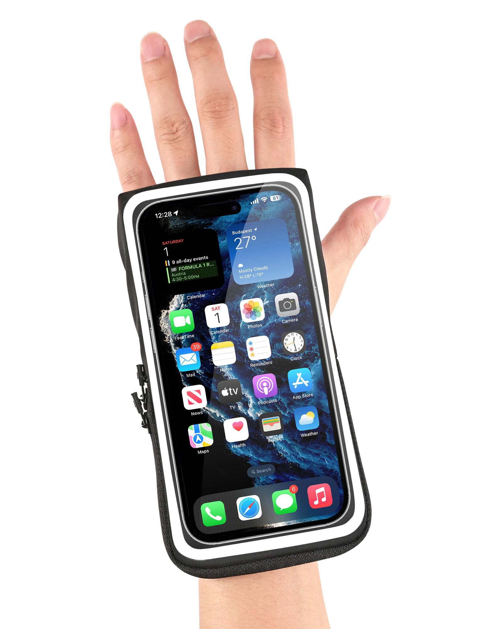 Wristband Phone Holder for Running, Handheld Grip Phone Holder with Card Slot for iPhone 16/15/13/12/Pro/Pro Max/X, for Running, Jogging & Working Out