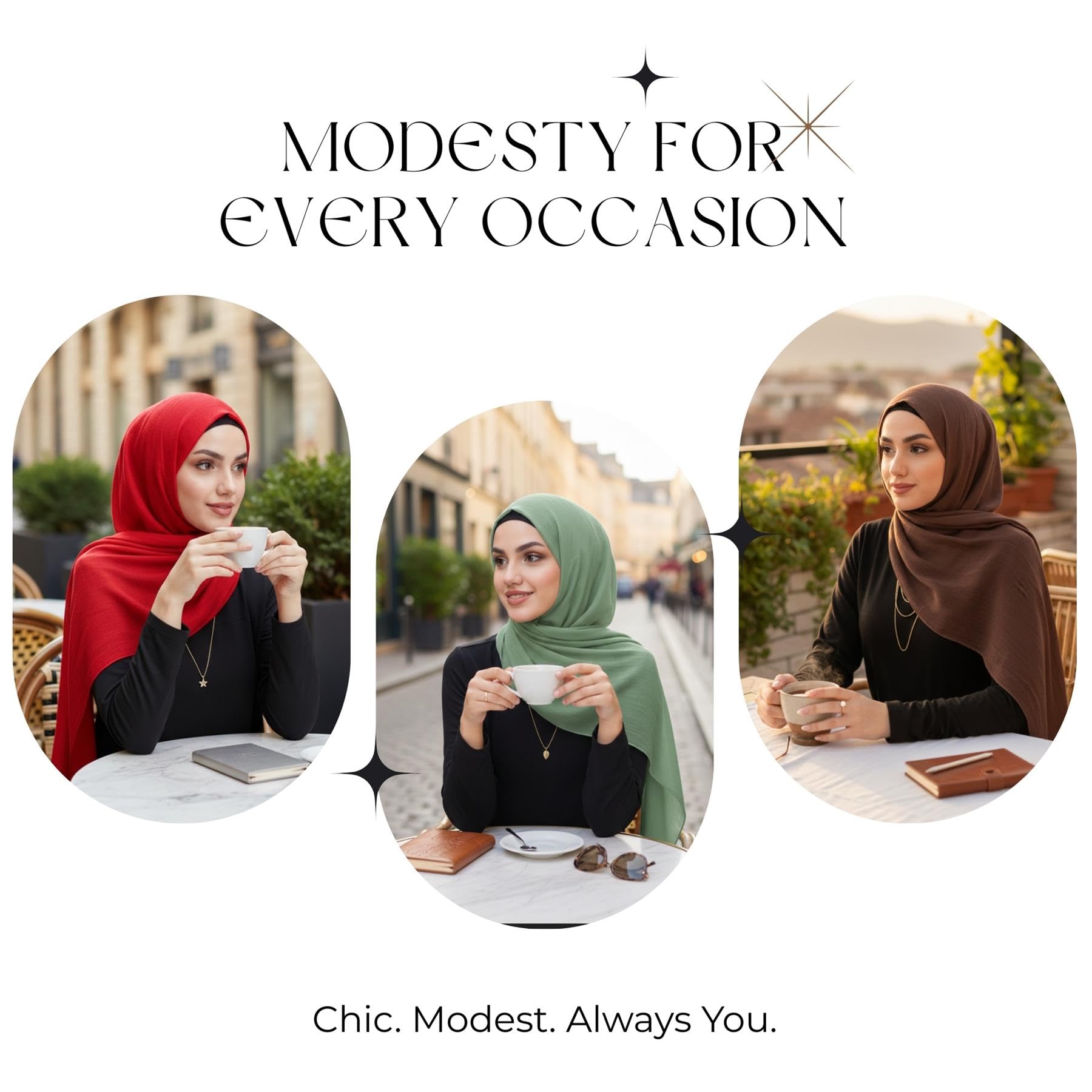 janisramone Confezione da 3 sciarpe hijab da donna in modal di alta qualità, in morbido cotone e misto viscosa, sciarpe multicolore da donna, eleganti sciarpe da preghiera hijab perfette per l'uso