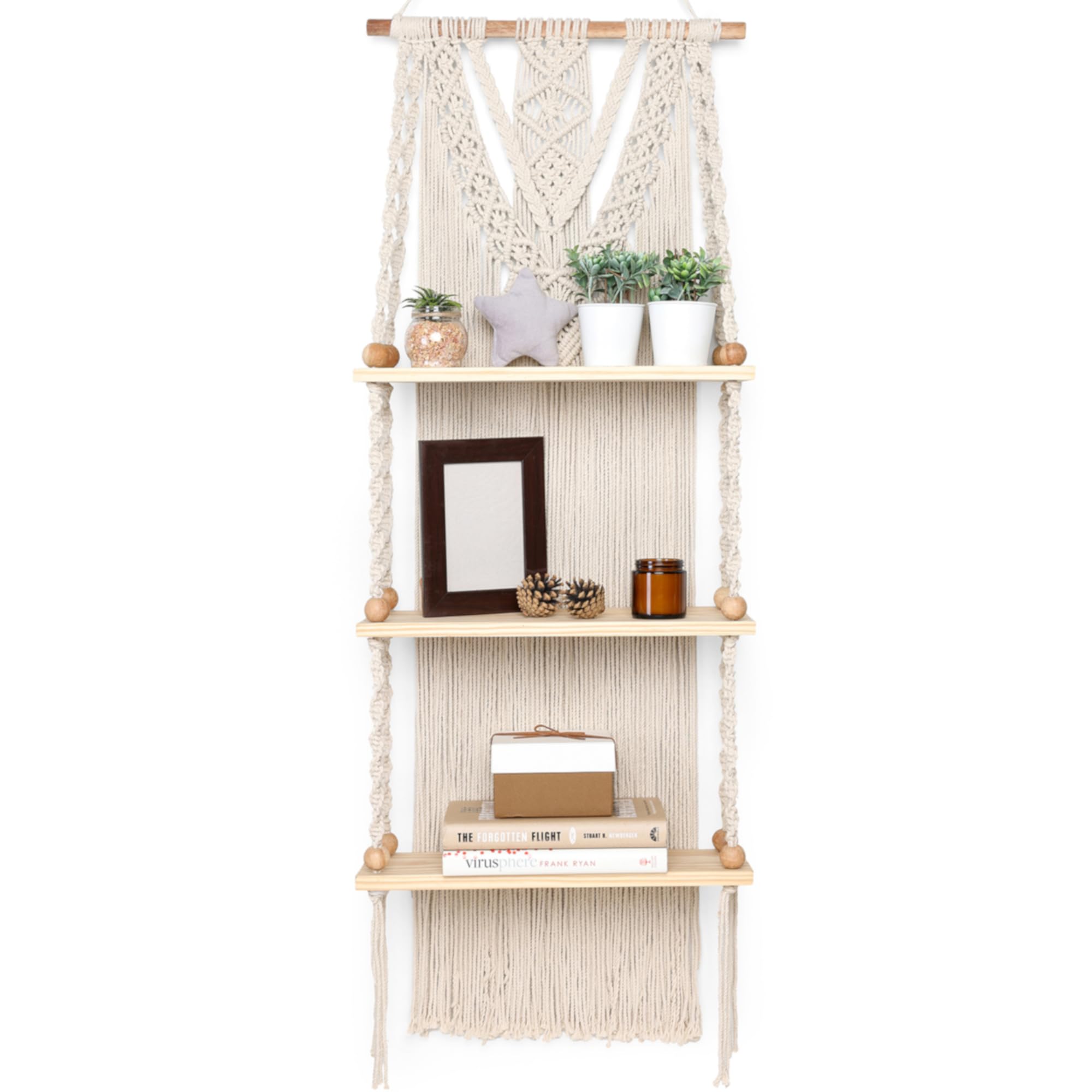 Macrame Wall Hanging Shelf 3 Tier - Boho Bedroom Decor | Macrame Wall ...