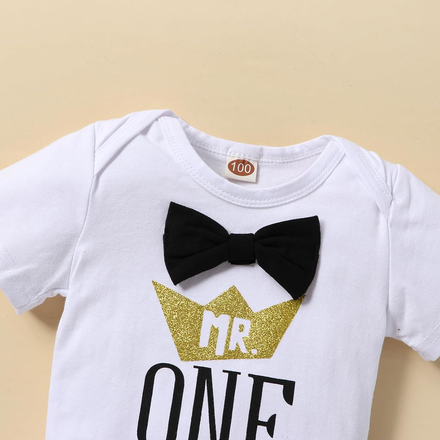 Baby Boys Funny First Birthday Outfit Infant Boy 1st Cake Smash Clothes Bow Tie Pants Set - Image 3