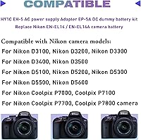Vista 2 de EH-5 Adaptador de corriente de CA EP-5A Kit de batería ficticia Conector DC Reemplazo de la batería EN-EL14/EN-EL14A, para Nikon D3100, D3200
