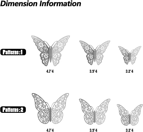 Miniatura 5 de SAOROPEB Decoración de pared de mariposa 3D, 72 unidades, 3 tamaños, 3 estilos, calcomanías de mariposa extraíbles, decoraciones de mariposa para