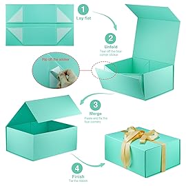 MOYEUPAC 9 X 7 X 4 Blue Gift Box with Lids for Presents Magnetic Closure for Packaging Magneti for Christmas, Halloween, Birthday Gift Box and Various Holidays,Heavenly Blue