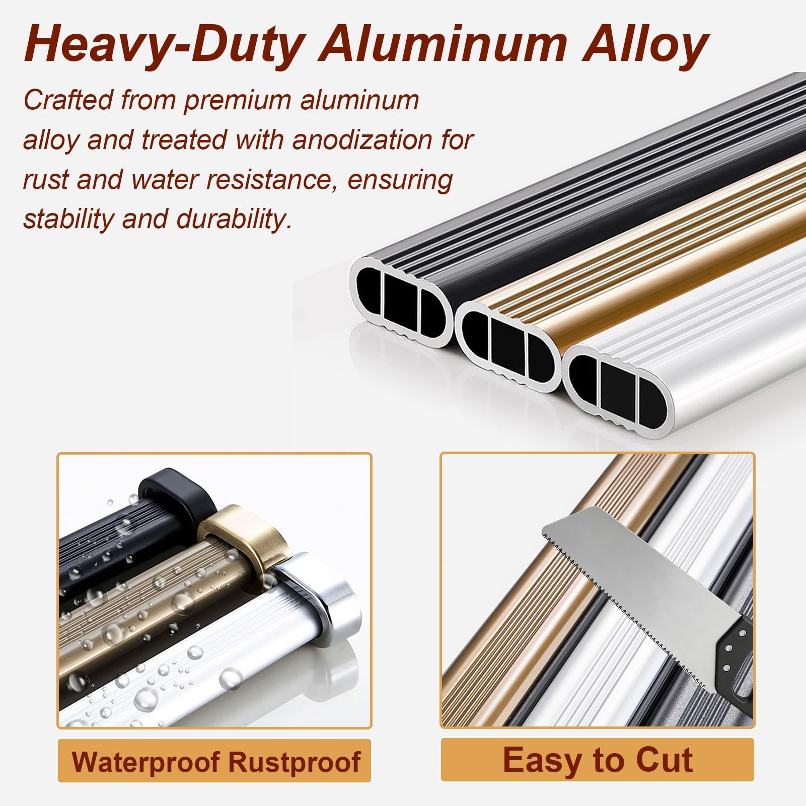 Drążek do garderoby, regulowany drążek do szafy ze stopu aluminium 61-102 cm, wodoodporny i matowy drążek do suszenia bielizny z uchwytami do pralni, srebrne wykończenie, rozwiązanie