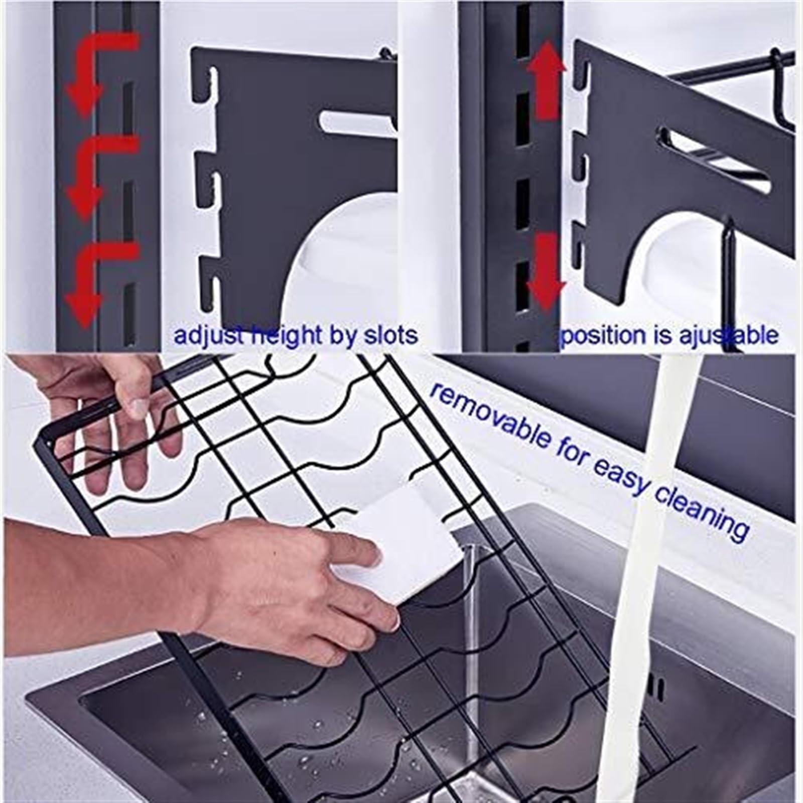 Ociekacz na Naczynia Suszarka Do Naczyń Montowana Na Ścianie, Stal Nierdzewna, 2-poziomowa, Wisząca, Półka Kuchenna Suszarka do Naczyń