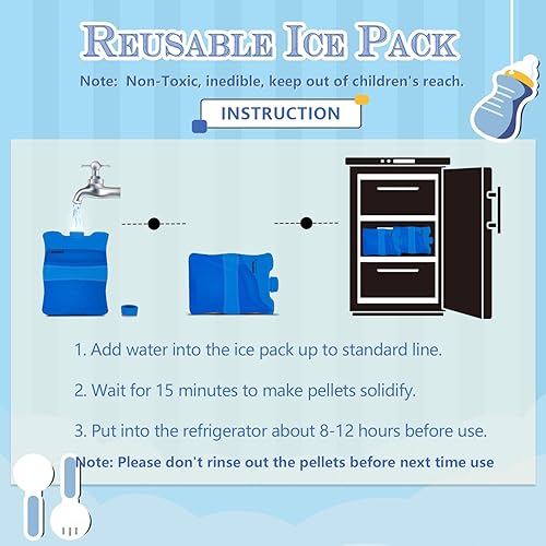 Miniatura 5 de Teamoy Paquete de 2 paquetes de hielo para leche materna (paquete de 2), bolsas de hielo para almacenamiento de leche materna y lactancia materna,
