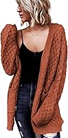 Dokotoo Women's Chunky Cable Knit Open Front Cardigan Sweater with Pockets - Long Sleeve Casual Outerwear Coats