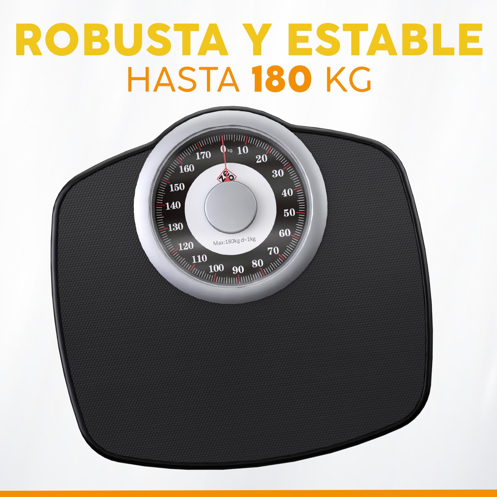 Zeno A25 Báscula Para Peso Corporal - Hasta 180 KG - Esfera de 5,3” en Plataforma de 31x30 CM - Superficie de Goma Antideslizante - Báscula de Baño Analógica - Duradera Con Garantía de 20 Años