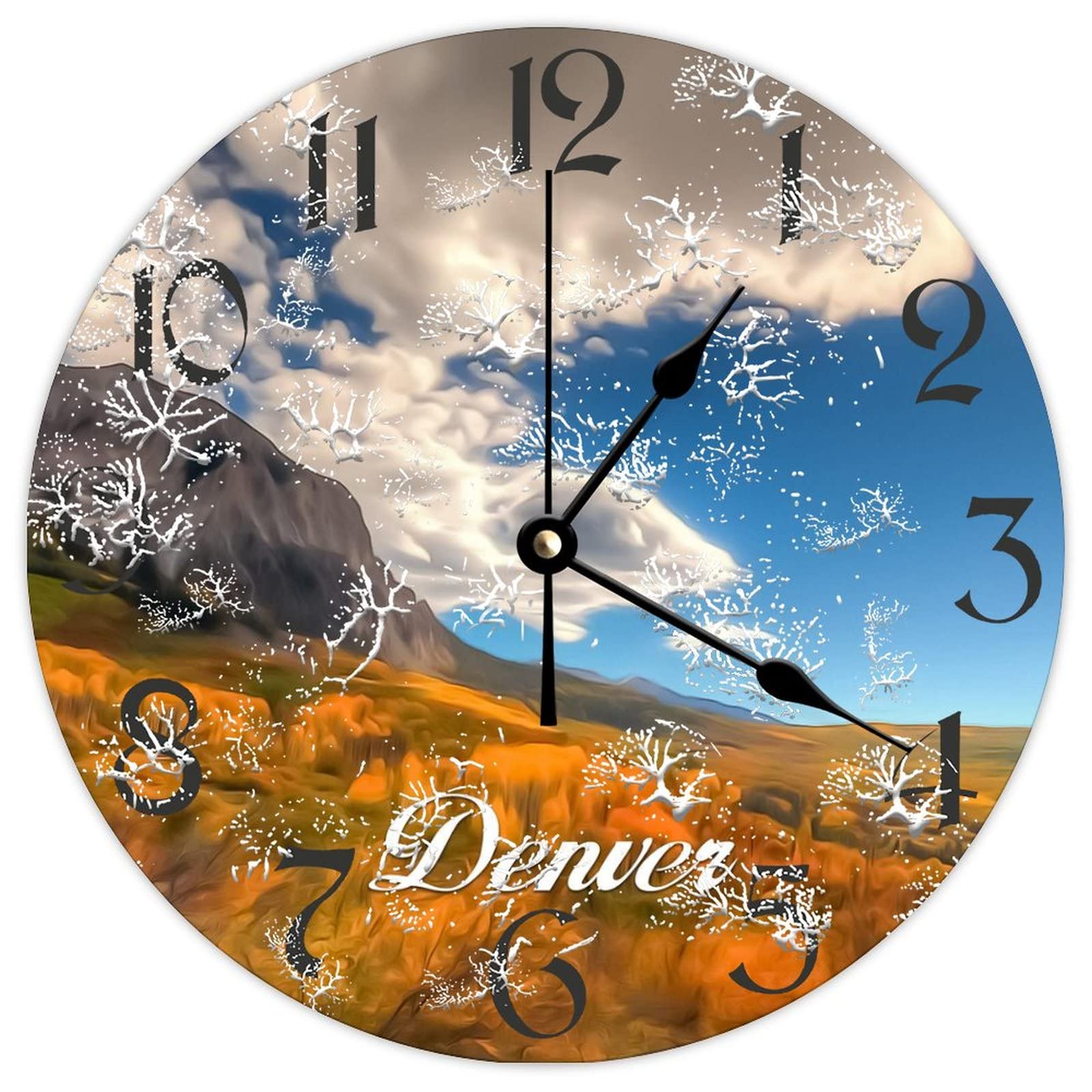 Horloge silencieuse Denver City en bois sans tic-tac pour chambre