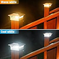 Vista 2 de VOLISUN - Faroles solares para poste: paquete de 2 luces para exteriores, para cubierta, con casquillo blanco, resistente al agua, 2 modos