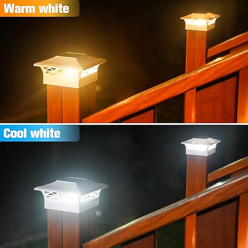 Miniatura 2 de VOLISUN Luces solares para poste de tapa 2 unidades de luz de poste para exteriores para cubierta de valla de vinilo blanconegro 4x4 - muelle 4x46x6