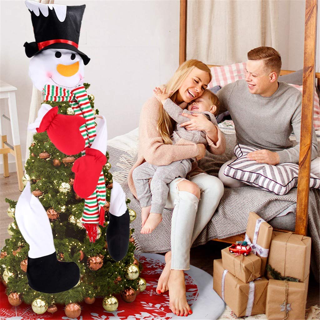 Cimier De Sapin En Verre Bonhomme De Neige Rouge - Boule Et Déco De Sapin