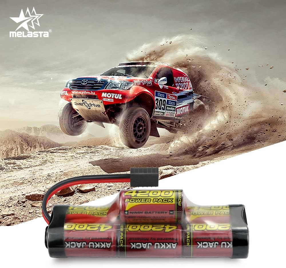 melasta 8.4V 4200mAh Hump NiMH Battery Pack Suitable for Tracxas RC Racing Car Truck Boat Tank RC Hobby, 7-Cell Rechargeable RC Nimh Battery