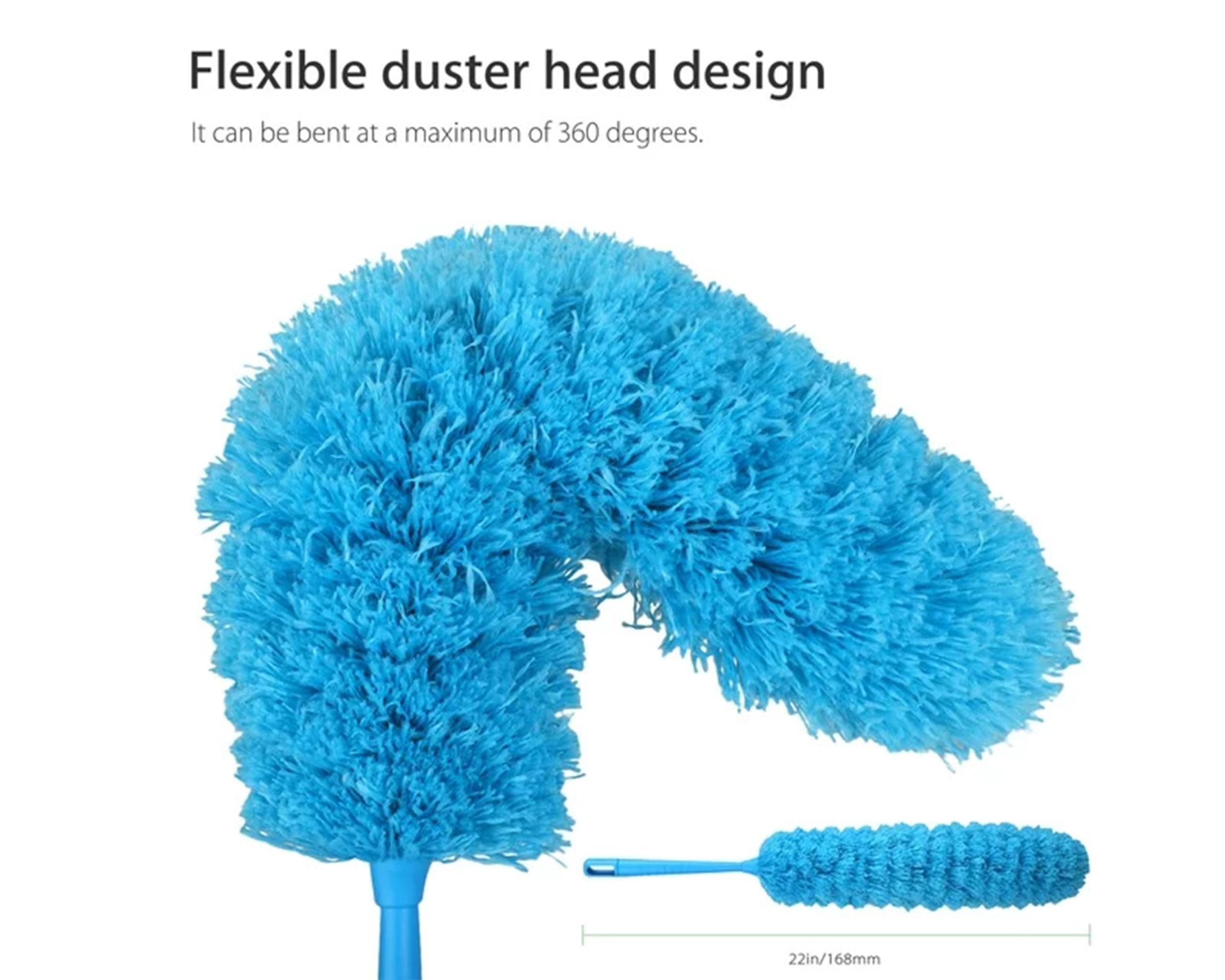 Ssanvi Microfiber Duster for Home & Car Cleaning | Soft Dust Cleaner for Fan, Walls, Beds, Furniture & Long Handle Car Cleaning Brush (Blue) 1