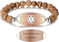 Vista 10 de JF.JEWELRY Pulsera de alerta médica personalizada para mujeres y hombres Pulsera de eslabones con cuentas de identificación personalizada