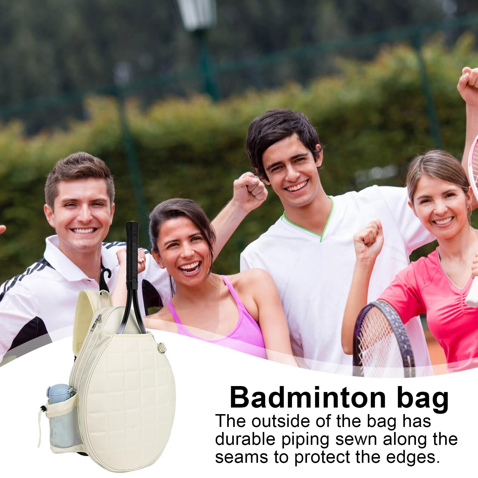 Genérico Tennisschläger für Damen, Tennisschläger mit gepolstertem Gurt | und Hakengriff, bedruckte Schultertasche mit Brustgitter, wasserdichte Tennistasche
