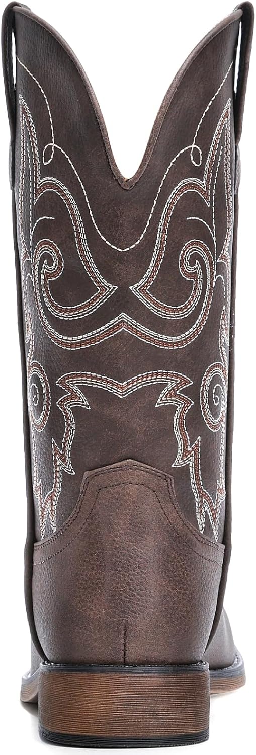 IUV Cowboy Boots For Women Square Toe Wide Western Boots Mid Calf Cowgirl Boots Pull On Fashion Embroidered Cowboy Boots - Image 7