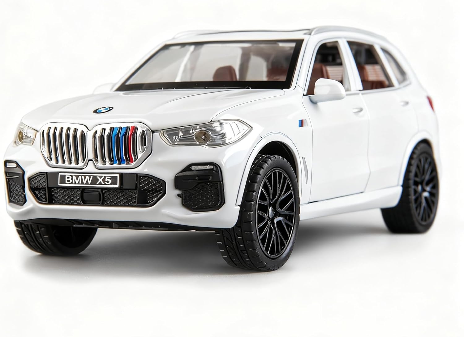 BDTCTK 1:32 Comapatible for X5 SUV Model Car Toy, Zinc Alloy Pull Back Toy car with Sound and Light for Kids Boy Girl Gift(White)