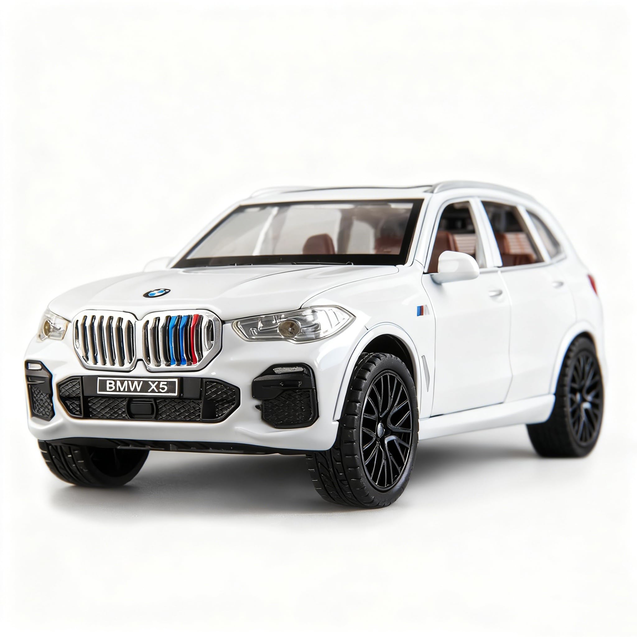 1:32 Comapatible for X5 SUV Model Car Toy, Zinc Alloy Pull Back Toy car with Sound and Light for Kids Boy Girl Gift(White)