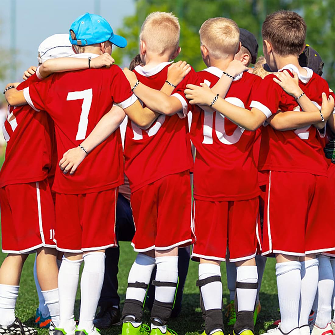 12 Pezzi Bracciale Calcio, Braccialetti Sportivi da Calcio Intrecciati, Bomboniere Sportive, Braccialetti dell'Amicizia Intrecciati Regolabili, per Compleanni Sportivi per Bambini - 5